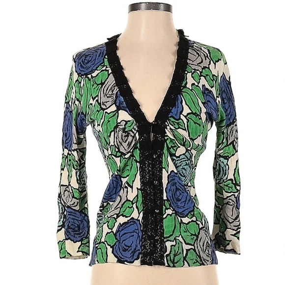 Anthropologie | Tabitha Laced Roses Floral Cardigan Sweater Size S Small - Picture 6 of 8